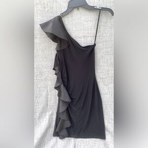 White House Black Market Asymmetrical Ruffled Cocktail Dress Size 00